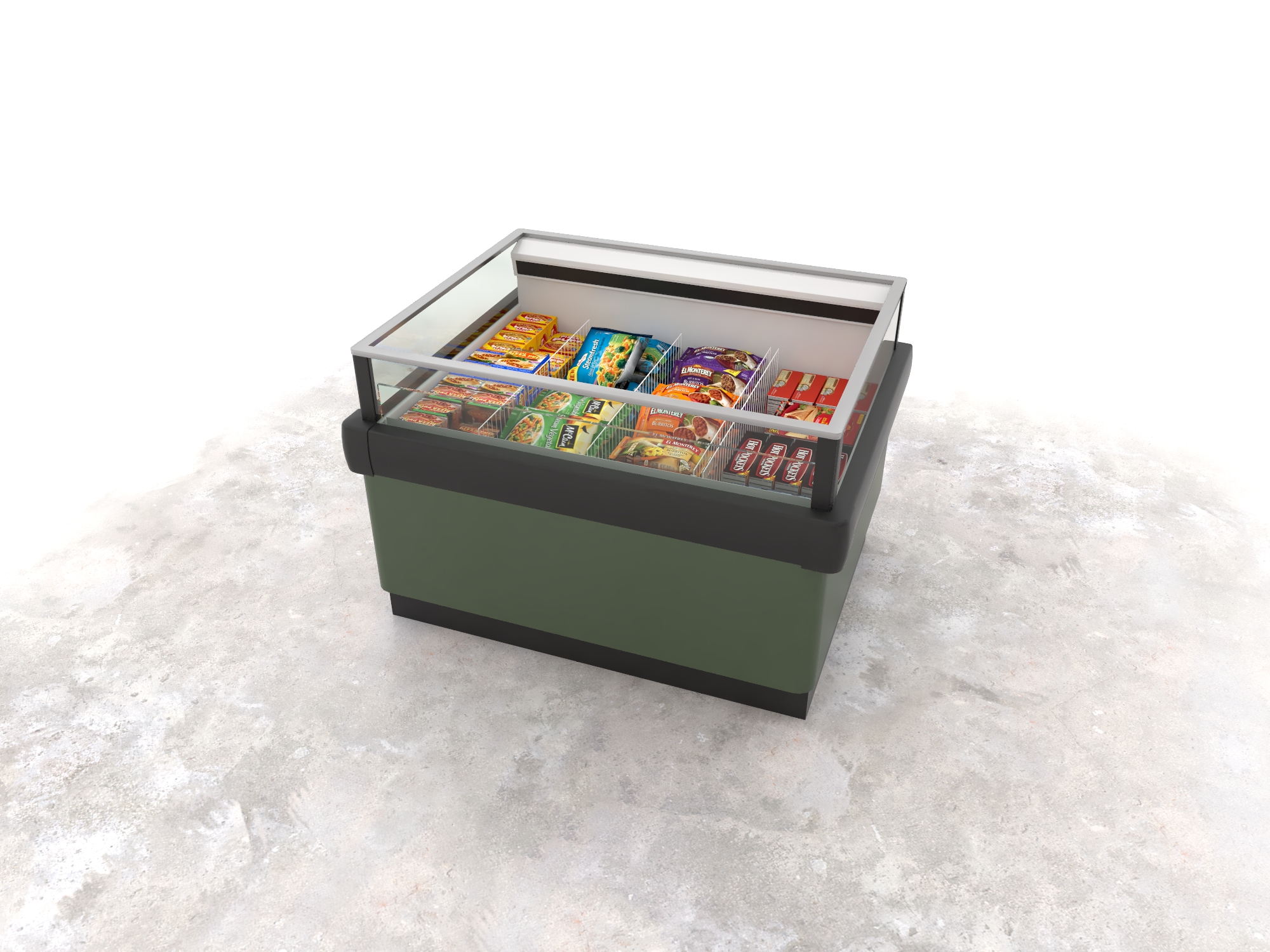 OWEZ SingleDeck Wide Island End Cap Glass Display Case Hillphoenix